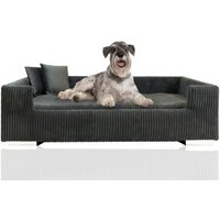 Rohrschneider ® Hundesofa, Hundebett Cord für mittelgroße und große Hunde, inkl. 2 Dekokissen dunkelgrau von Rohrschneider