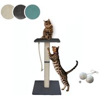 Rohrschneider ® Katzenbaum Emmi mit Vollholz-Holm und Gratis-Beigabe dunkelgrau 45 cm, 77 cm, 45 cm von Rohrschneider