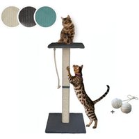 Rohrschneider ® Katzenbaum Emmi mit Vollholz-Holm und Gratis-Beigabe dunkelgrau 45 cm, 97 cm, 45 cm von Rohrschneider