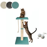 Rohrschneider ® Katzenbaum Emmi mit Vollholz-Holm und Gratis-Beigabe türkis 45 cm, 77 cm, 45 cm von Rohrschneider