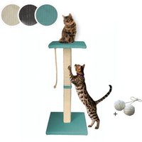 Rohrschneider ® Katzenbaum Emmi mit Vollholz-Holm und Gratis-Beigabe türkis 45 cm, 97 cm, 45 cm von Rohrschneider