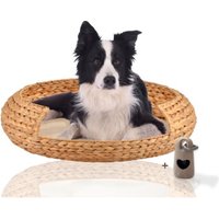 Rohrschneider ® runder Hundekorb aus geflochtener Wasserhyazinthe, Hundesofa für kleine, mittelgroße und große Hunde von Rohrschneider