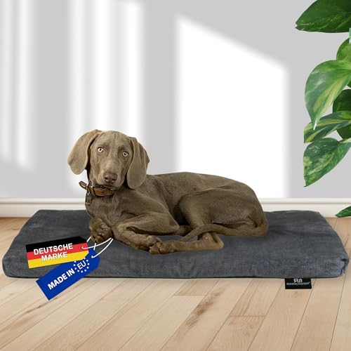 Rohrschneider Flauschiges Hundebett für kleine, mittelgroße & Grosse Hunde | Made in EU | atmungsaktives Hundekissen mit Anti-Rutsch | Hundematte | Katzenbett | Gr. 3 (Dunkelgrau, 120 x 70 x 7 cm) von Rohrschneider