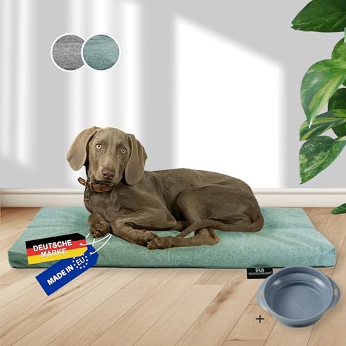 Rohrschneider Hundebett Made in EU | Hundematte mit Anti-Rutsch | strapazierfähiges Hundekissen kleine, mittelgroße & große Hunde | Katzenbett | inkl. Futternapf | Gr. 3 (türkis, 120 x 75 x 7 cm) von Rohrschneider