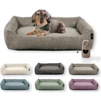 Rohrschneider Hundebett mit Gratis-Beigabe, waschbar, robuster Breit-Cordstoff taupe von Rohrschneider