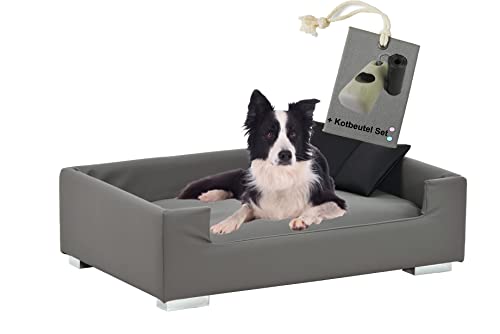 Rohrschneider Hundesofa Candy | Hundebett Couch für ultimativen Komfort | Hunde Kissen mit Rand ideal als Hunde Reisebett | Hundkorb und Hundebett kleine Hunde (Grau) von Rohrschneider