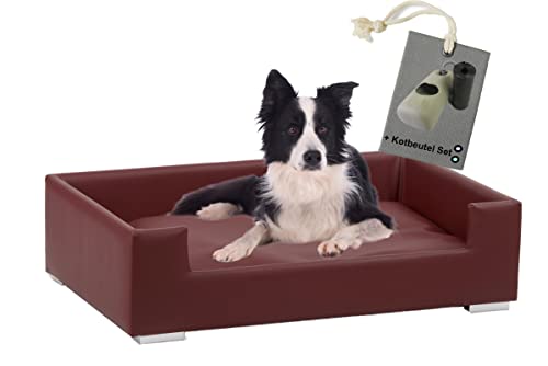 Rohrschneider Hundesofa Candy | Hundebett Couch für ultimativen Komfort | Hunde Kissen mit Rand ideal als Hunde Reisebett | Hundkorb und Hundebett kleine Hunde (Bordeaux) von Rohrschneider