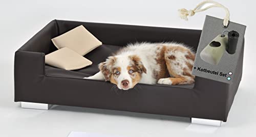 Rohrschneider Hundesofa Candy | Hundebett Couch für ultimativen Komfort | Hunde Kissen mit Rand ideal als Hunde Reisebett | Hundkorb und Hundebett kleine Hunde (Braun) von Rohrschneider