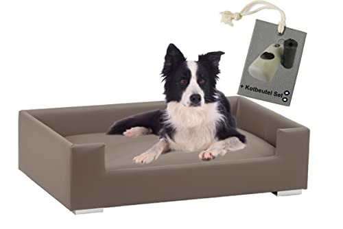 Rohrschneider Hundesofa Candy | Hundebett Couch für ultimativen Komfort | Hunde Kissen mit Rand ideal als Hunde Reisebett | Hundkorb und Hundebett kleine Hunde (Taupe) von Rohrschneider