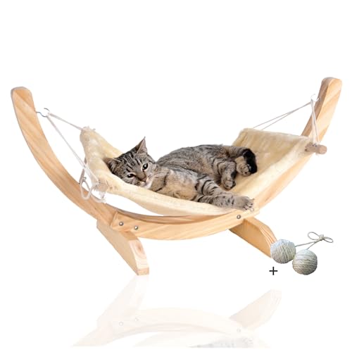 Rohrschneider Katzenhängematte Cat Relax | Katzenschlafplatz | Katzenbett | Katzenkorb zum Schlafen | Hängematte Katze (Beige) von Rohrschneider