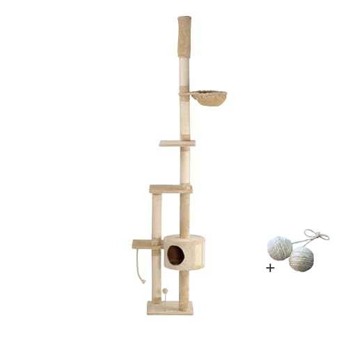 Rohrschneider Kletterbaum Lucy mit gratis Spielballset, deckenhoch XXL beige, braun, grau von Rohrschneider