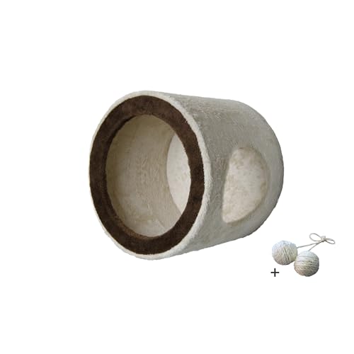 Rohrschneider Wandhöhle für Katzen mit Spielball – Kuscheliger Rückzugsort für Ihre Katze, Inkl. Montagematerial - beige/braun von Rohrschneider