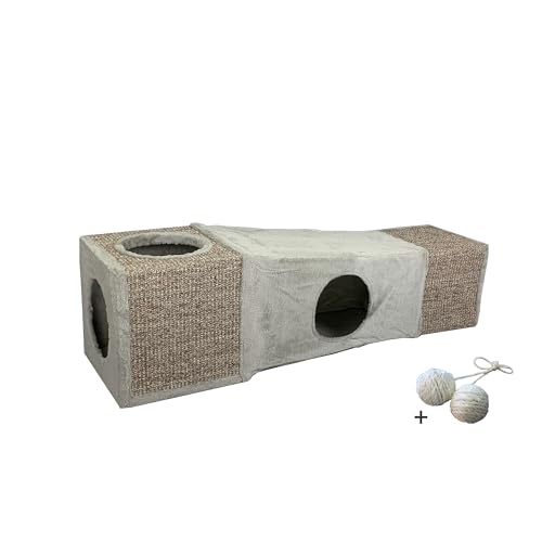 Rohrschneider - Katzentunnel mit Katzenspielzeug Set - Kuschelige Katzenhöhle - Versteck Katzen mit 4 Eingängen von Rohrschneider