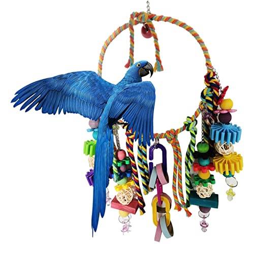 4 Papagei-Schaukel-Spielzeug,Vogelschaukel Spielzeug Vogelstange Buntes Kauspielzeug - Parrot Swing Ring Baumwollseil Kauspielzeug für Lovebirds, Sittiche, Sittiche, Nymphensittiche von Rolempon