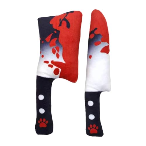 Cutter-förmiges Haustierspielzeug – Plüsch-Cutter-Katzenspielzeug | 2 Stück Bloody Cutter Halloween Quietschendes Haustierspielzeug, Hundeplüsch-Kauspielzeug Quietschender Cutter, Hundespielzeug Reduz von Rolempon