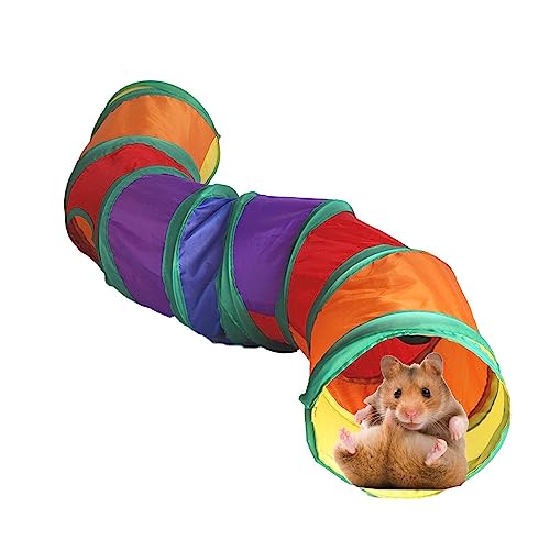 Hamstertunnel - 2-Wege-Tunnel für Meerschweinchen - Zusammenklappbare regenbogenfarbene Accessoires, lustig und gemütlich für Chinchilla-Igel von Rolempon