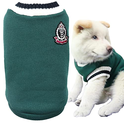 Rolempon Welpenpullover – bequemer, warmer Haustierpullover mit V-Ausschnitt, leicht, warm, dicker V-Ausschnitt, College-Stil, Pullover, Sweatshirt, Winterkleidung für kleine Hunde, mittelgroße Hunde, von Rolempon