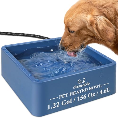 Beheizter Wassernapf für Hunde Katzen, Outdoor Beheizter Hundenapf, Outdoor Beheizter Wassernapf für Hühner, Kaninchen, Eichhörnchen bietet Trinkwasser im gefrorenen Winter, 1,2 Gallone von Rolimate