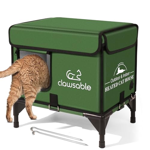 Katzenhaus für Outdoor-Katzen, wasserdichtes und isoliertes Katzenhaus für den Außenbereich, Katzenhaus für Gemeinschaftskatzen, Streuner und Wildtiere (Grün, 43,2 x 32,5 x 43,2 cm) von Rolimate