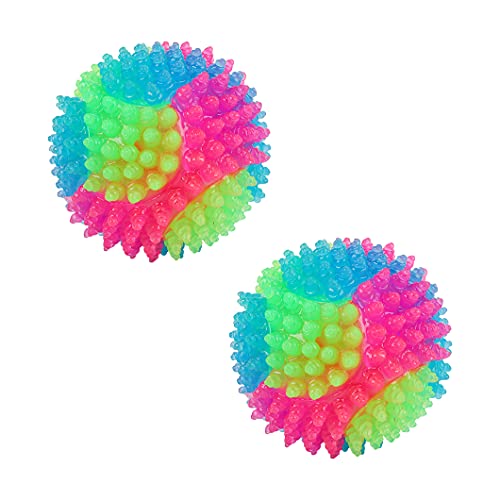 Rolin Roly Leuchtend Glow Ball Blinkender Ball Hundeball Hundebälle Hundespielzeug Ball Mit LED Licht Spielball für Hunde Bissfest Hundespielzeug Ball (2PK Spiky Ball) von Rolin Roly