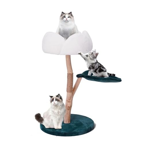 Romiromi moderner Katzenbaum, Heavy Duty Blumen-Stil Katzenständer, Luxus Katzenmöbel mit Kratzbaum Easy Clean von Romiromi