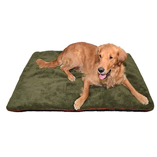 Petbed - Hundedecke Faserpelz | Robustes Material | Isolierende Thermo-Decke | Waschbar | rutschfest | 90 x 130 cm, Oliv von Romneys