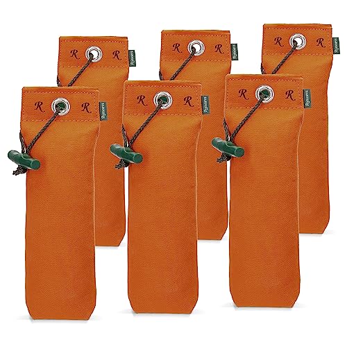 Standard Dummy 500g | Aktion 5 + 1 GRATIS | Robustes Material | Mit Wurfgriff | Schwimmfähig | Ideal für das Apportiertraining (orange) von Romneys