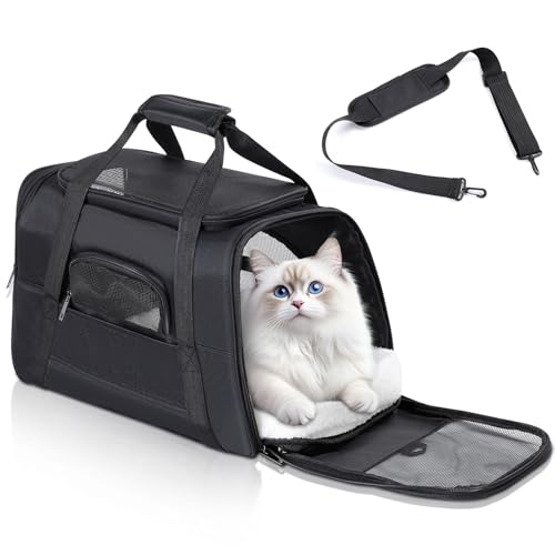 Romon Transportbox Katze Katzentransportbox, Katzentransporttasche Haustiertragetasche Katzentragetasche Katzentasche für Kleine Katzen und Hunden Welpen bis 6kg, Transport Tasche mit Schultergurt von Romon