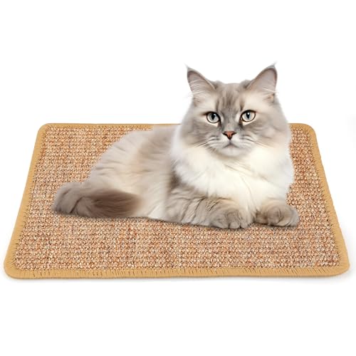 RongYiCare Katzen Kratzmatte, Natürlichem Sisal Kratzteppich für Katzen, Kratzmatte für Katzen im Innenbereich, die Krallen schleifen, Katzen Kratzschutz für Sofa Türen Katzen Kratzbrett (30CM X 40CM) von RongYiCare