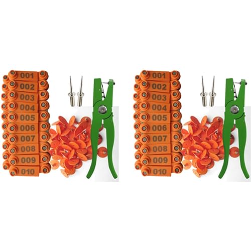 Ronlok 200x Ohr Marken Ohr Marken Schaf Markierungs Applikator 001-100 Ohr Marken für Das Ziegen Identifikations Kit Ohr Marken - Orange von Ronlok