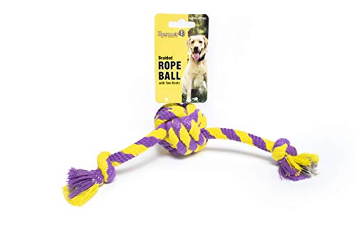 Roscoe's Pet Products Geflochtener Seilball mit zwei Knoten, Spielzeug für Hunde, sicher und ungiftig von Roscoe's Pet Products