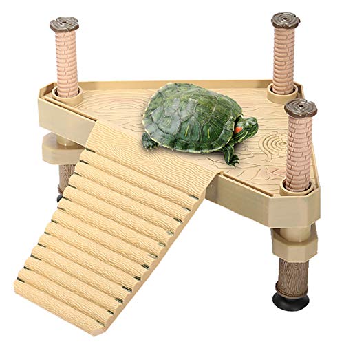 RoseFlower Turtle Aalen Plattform - Reptile Turtle Frog Floating Platform, Schildkröte Sonnenbad Plattform, Aquarium Terrarium Ornament mit Saugnapf für Aquarium, Tankzubehör(Größe : S) von RoseFlower