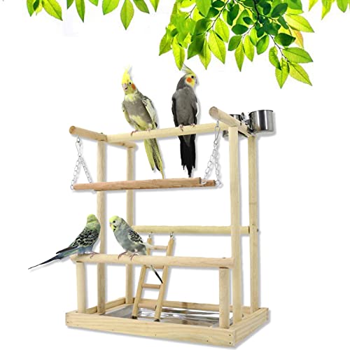 RoseFlower Vögel Spielplatz, wellensittich spielzeug Vogelspielständer Vögel Gym Vogelzubehör Turnhalle Leiter Laufgitter mit Feeder Cups Tablett Schaukel für Perruche Ondulée, Papageien, Finken usw#8 von RoseFlower