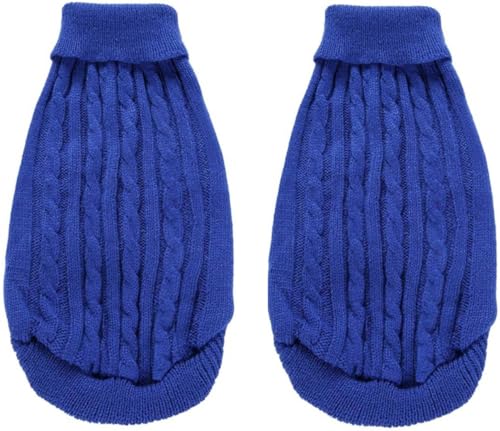 2er-Pack Hundepullover für Haustiere, klassische Kleidung, weicher Rollkragenpullover für Welpen, mittlere Dicke, warmes Sweatshirt im Winter für Chihuahua, Bulldogge, Dackel, Mops, Yorkie (M, Blau, von Roseelk