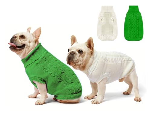 2er-Pack Hundepullover für Haustiere, klassische Kleidung – weicher Rollkragenpullover für Welpen, kleine Dicke, warmes Sweatshirt bei kaltem Wetter für Chihuahua, Bulldogge, Dackel, Mops, Größe S, von Roseelk