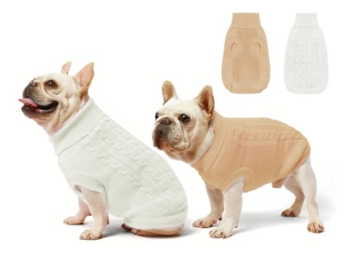 2er-Pack Hundepullover für Haustiere, klassische Kleidung – weicher Rollkragenpullover für Welpen, kleine Dicke, warmes Sweatshirt bei kaltem Wetter für Chihuahua, Bulldogge, Dackel, Mops, Größe S, von Roseelk