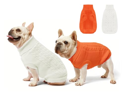 2er-Pack Hundepullover für Haustiere, klassische Kleidung – weicher Rollkragenpullover für Welpen, kleine Dicke, warmes Sweatshirt bei kaltem Wetter für Chihuahua, Bulldogge, Dackel, Mops, Größe S, von Roseelk