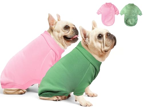 Hundepullover für den Winter, warme Kleidung, weich, groß, niedlich, Rollkragen-Sweatshirt (XXL, Rosa, Grün), 2er-Pack von Roseelk