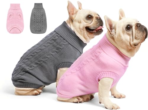 Roseelk Hundepullover für kleine Hunde – Welpe M/L warme Kleidung im Winter, Rollkragenpullover Design für Jungen, Mädchen, Haustier, Hund, Katze, Kätzchen, Chihuahua, Bulldogge, Mops, Beagles (L, von Roseelk