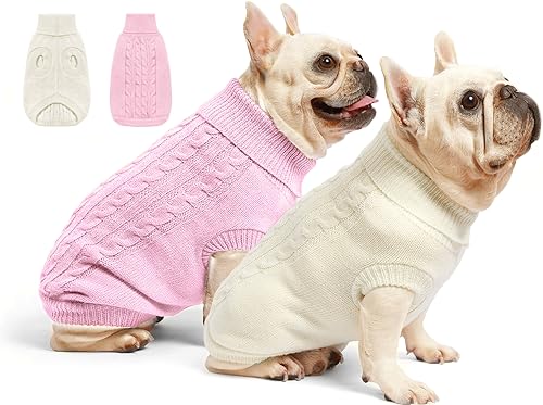 Roseelk Hundepullover für kleine Hunde – Welpe M/L warme Kleidung im Winter, Rollkragenpullover Design für Jungen, Mädchen, Haustier, Hund, Katze, Kätzchen, Chihuahua, Bulldogge, Mops, Beagles (L, von Roseelk