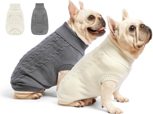 Roseelk Hundepullover für kleine Hunde – Welpe M/L warme Kleidung im Winter, Rollkragenpullover Design für Jungen, Mädchen, Haustier, Hund, Katze, Kätzchen, Chihuahua, Bulldogge, Mops, Beagles (L, von Roseelk