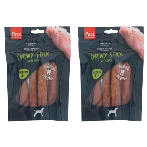 Pets Unlimited Chewy Sticks mit Ente, 4er-Pack (Packung mit 2) von Rosewood