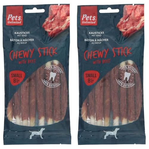 Pets Unlimited Kausticks mit Rind klein, 8 Stück (Packung mit 2) von Rosewood