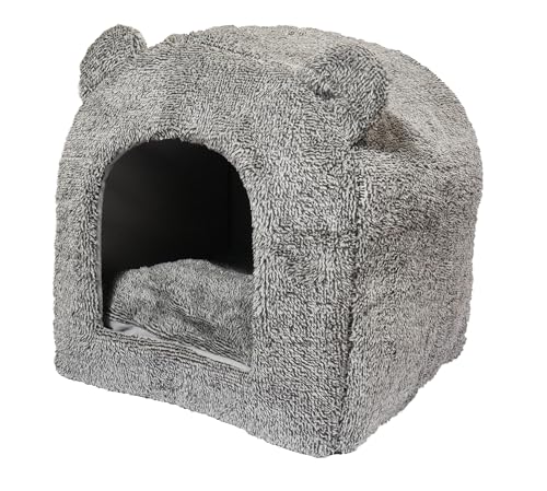 Rosewood 03081 superweiches Teddybär-Katzenbett in Luxusausführung, 38 x 38 cm, grau von Rosewood