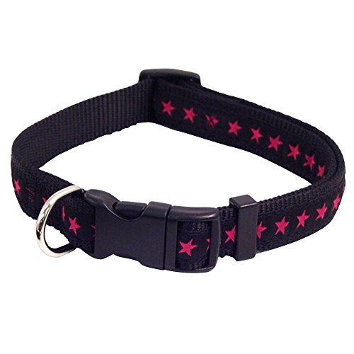 Rosewood 03657 Wag-n-Walk weitenregulierbares Halsband im Sterne-Design, schwarz/pink von Rosewood