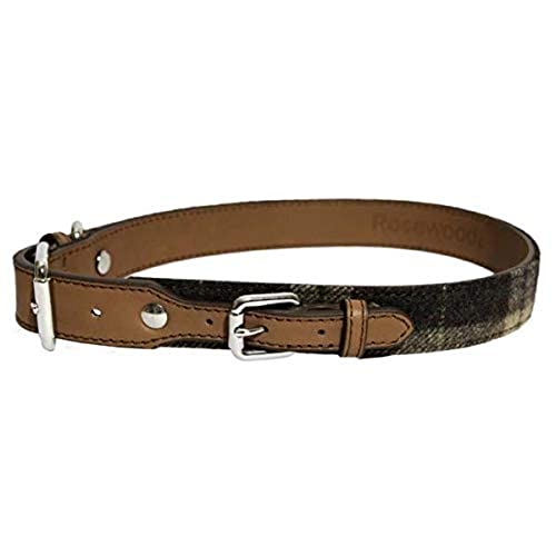 Rosewood 04113 Luxus-Hundehalsband aus Leder für einen Halsumfang von 31-41 cm, Schottenkaro-Tweed von Rosewood