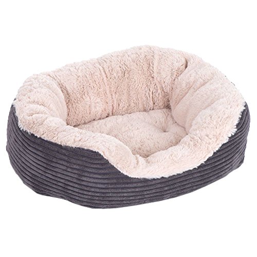 Rosewood 04302 Hundebett aus breitem Cord/Plüsch, grau, Länge: 81.2 cm von Rosewood