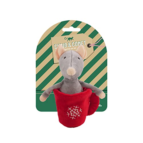 Rosewood 2-in-1 Interaktives Katzenspielzeug, Katzenminze-Maus mit Knisterteetasse, Weihnachts-Katzenspielzeug, 17 x 13 x 6 cm von Rosewood