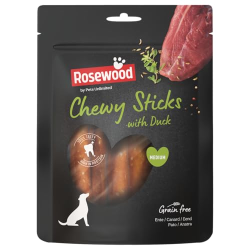 Rosewood Chewy Sticks Ente Medium – Kaustangen mit Ente und Rinderhaut, Kausnack für Hunde, unterstützt die Zahnpflege, ohne Getreide, ohne künstliche Zusatzstoffe, 100 g von Rosewood