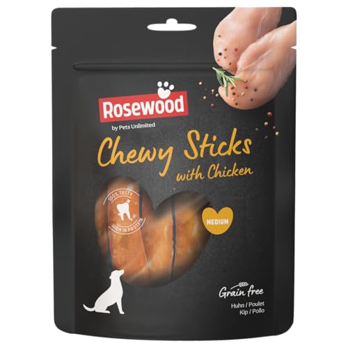 Rosewood Chewy Sticks Huhn Medium – Kaustangen mit Huhn und Rinderhaut, Kausnack für Hunde, unterstützt die Zahnpflege, ohne Getreide, ohne künstliche Zusatzstoffe, 100 g von Rosewood